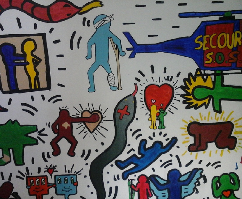 Fresques murales avec Patrick Bastardoz et les élèves du collège Baldung Grien - 2016