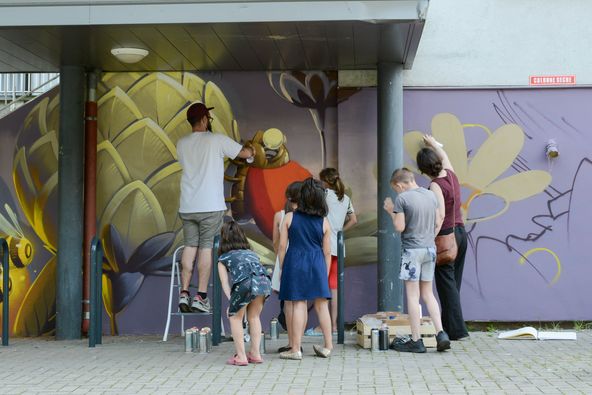 Fresque participative avec Stom 500 et l'Espace Django - 2021